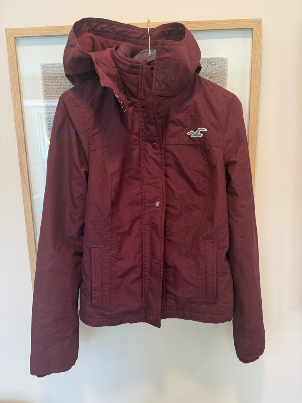 *Hollister Women's Hooded Winter Jacket - Burgundy Medium